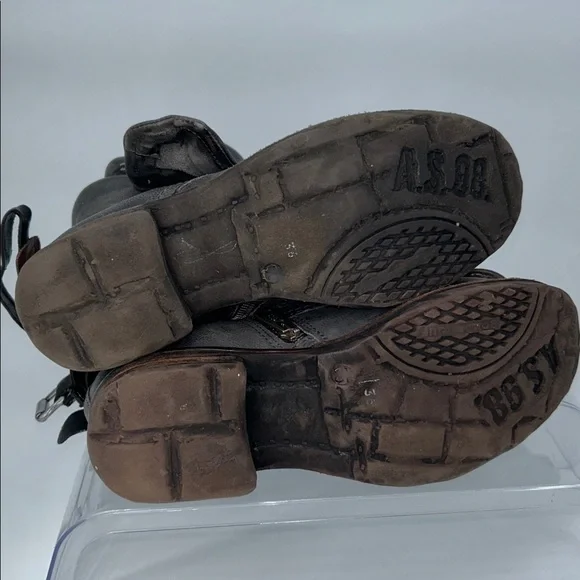 A.S.98 Leather Ankle Boots Gray Buckle Zip Made in Bosnia Size 36 - Picture 12 of 15